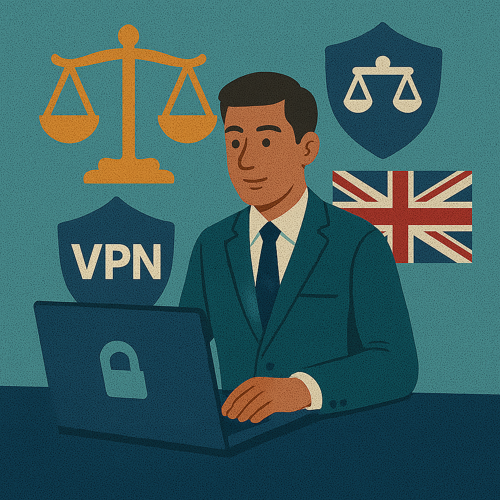 Android phone with a VPN shield icon (UK guide)
